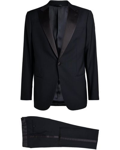 Giorgio Armani Silk-trimmed Tuxedo Suit - Blue