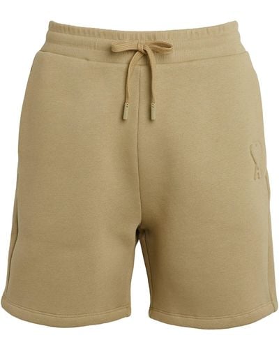 Ami Paris Cotton-blend Shorts - Natural