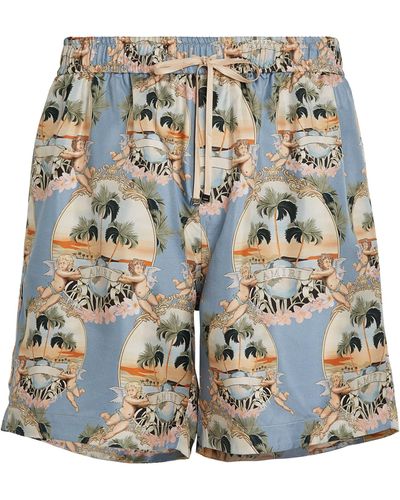 Amiri All-over Palm Print Shorts - Blue