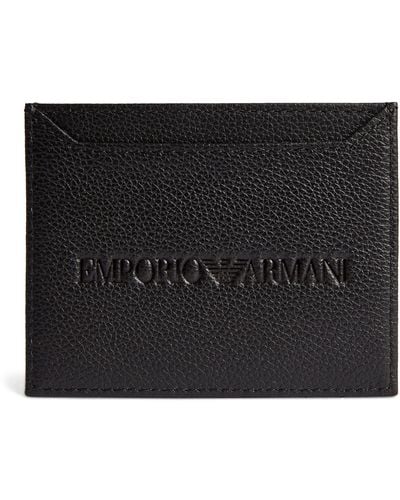 Emporio Armani Leather Logo Card Holder - Black