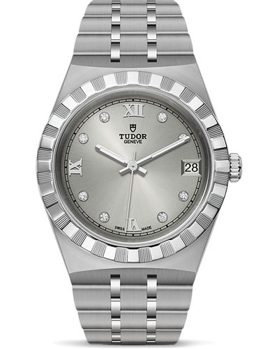 Tudor Stainless Steel And Diamond Royal Watch 34mm - Grey