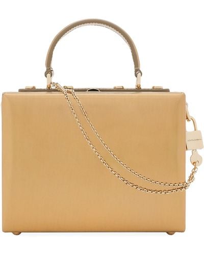 Dolce & Gabbana Leather Dolce Box Top-handle Bag - Natural