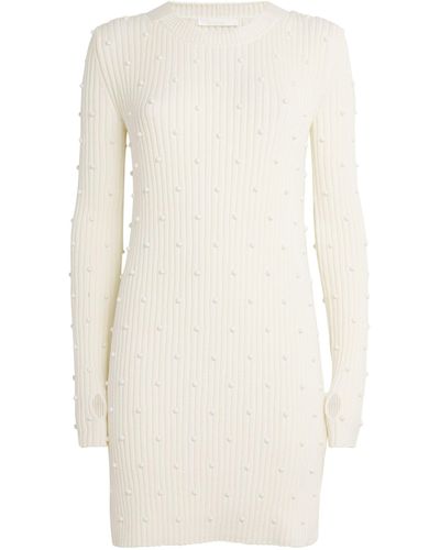 Helmut Lang Cotton Embellished Sweater Dress - White