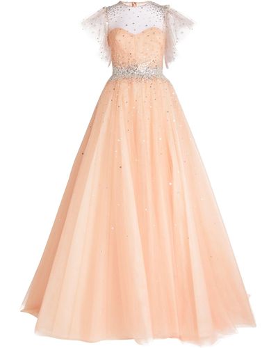 Monique Lhuillier Tulle Embellished Gown - Pink