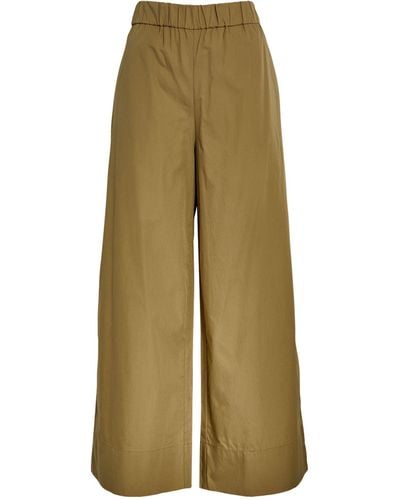 MAX&Co. Cotton Wide-leg Trousers - Green