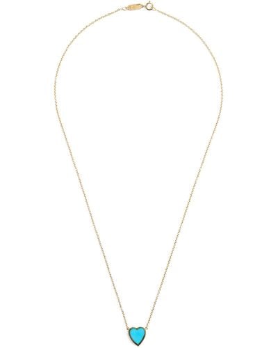 Jennifer Meyer Yellow Gold And Turquoise Mini Heart Necklace - White