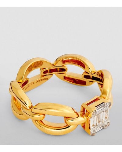 Nadine Aysoy Yellow Gold And Diamond Catena Ring (size 53) - Metallic