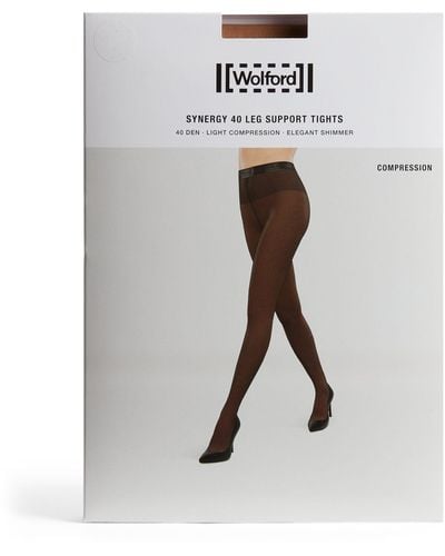 Wolford Synergy 40 Leg Support Tights - White