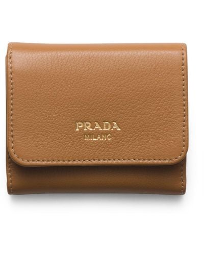 Prada Small Saffiano-leather Wallet - Brown