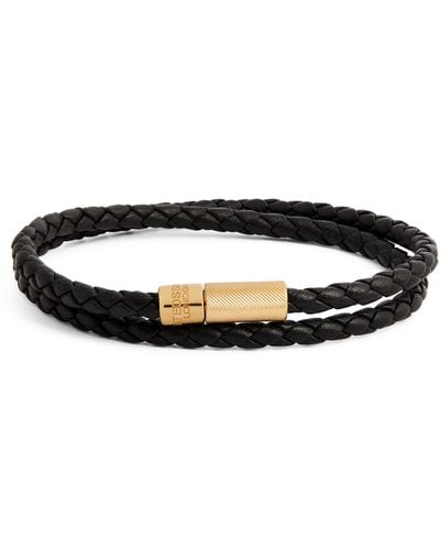 Tateossian Gold-plated Leather Macramé Bracelet - Black