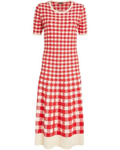 JOSEPH Vichy Jacquard Dress - Red
