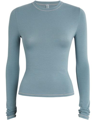 Skims Cotton-blend Long-sleeved T-shirt - Blue