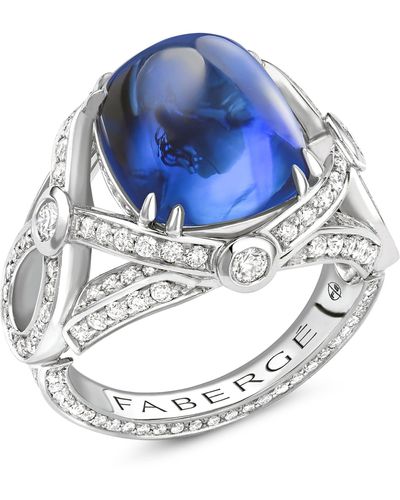 Faberge Platinum, Diamond And Sapphire Colours Of Love Ring - Blue