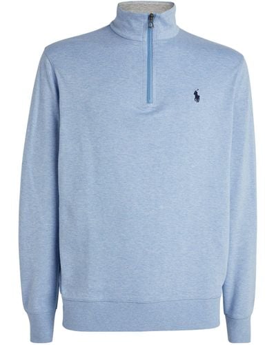 Polo Ralph Lauren Cotton-blend Quarter-zip Sweater - Blue