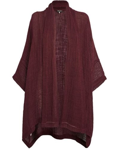Eskandar Linen-blend Shawl Cardigan - Purple