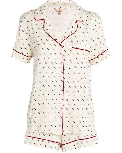 Eberjey Gisele Heart Print Short Pajama Set - White