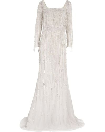 Georges Hobeika Bead-embellished Gown - White