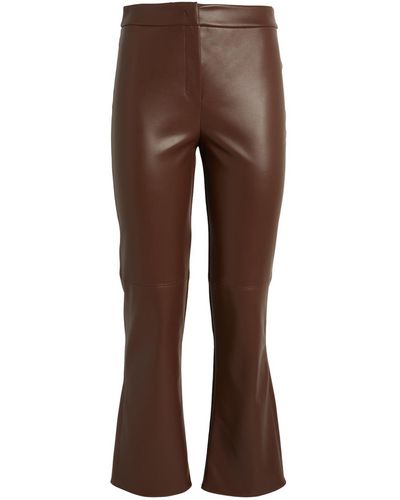 Max Mara Faux Leather Tailored Trousers - Brown