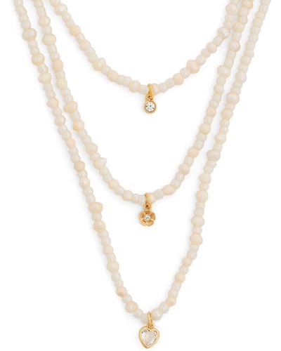 COACH Pearl And Charm Layered Necklace - White