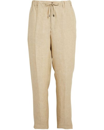 FIORONI CASHMERE Linen Drawstring Pants - Natural