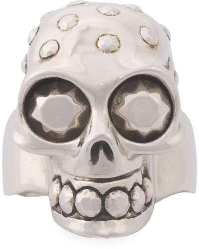 Alexander McQueen Brass Skull Ring - Metallic