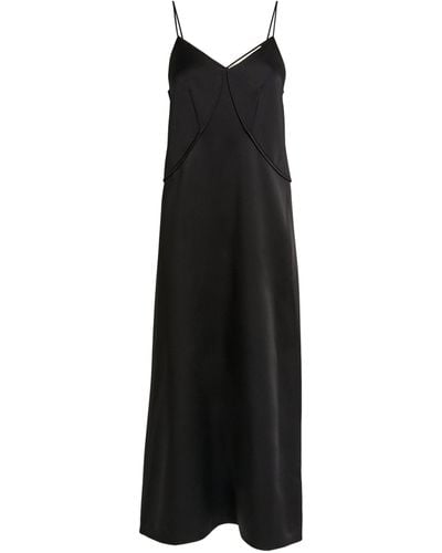 Carven Satin Midi Slip Dress - Black