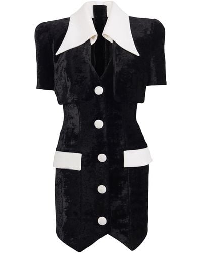 Balmain Velvet Collared Mini Dress - Black
