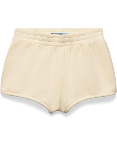 Prada Cotton Fleece Shorts - Natural