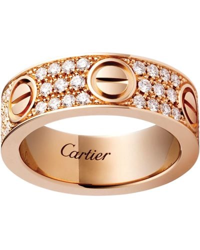 Cartier Rose Gold And Diamond-paved Love Ring - Metallic