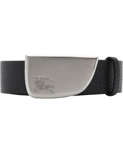 Burberry Leather Shield Ekd Belt - Gray
