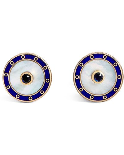 Deakin & Francis Yellow Gold And Sapphire Chain-link Cufflinks - Blue