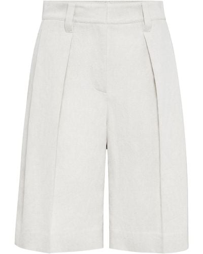 Brunello Cucinelli Cotton-linen Bermuda Shorts - White