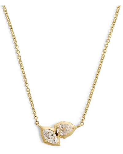 Jade Trau Yellow Gold And Diamond Poppy Two-stone Pendant Necklace - Metallic