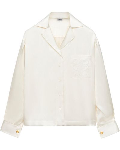 Loewe Silk Anagram-detail Pyjama Shirt - White