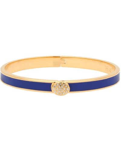 Halcyon Days Gold-plated Crystal Button Bangle - Blue