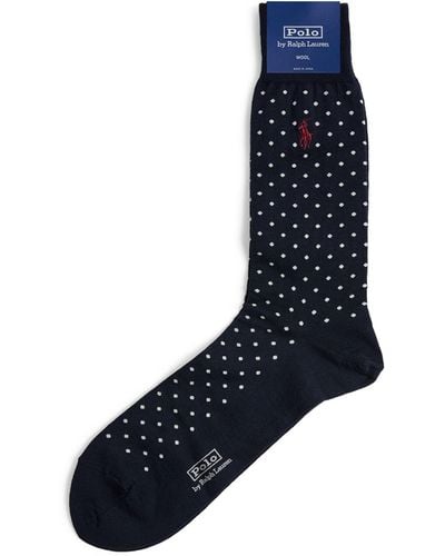 Polo Ralph Lauren Wool-blend Polka-dot Socks - Blue