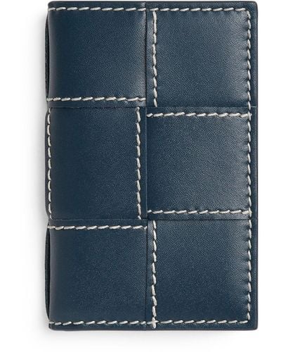 Bottega Veneta Calfskin Intrecciato Flap Card Holder - Blue