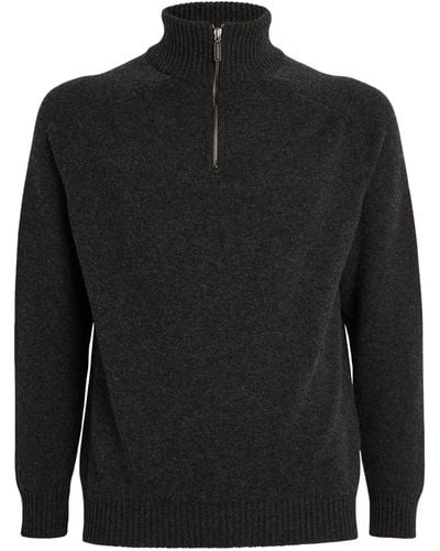 Begg x Co Cashmere Quarter-zip Sweater - Black
