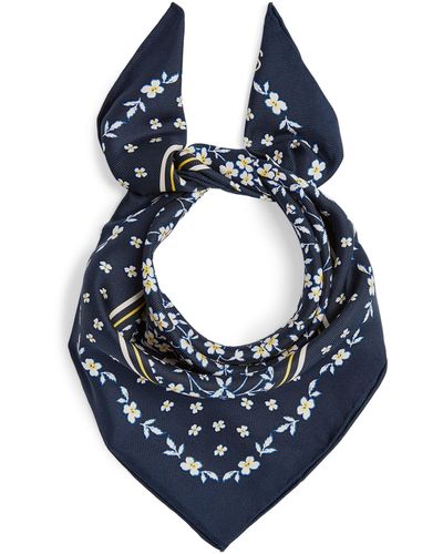 St. John Silk Wildflower Print Scarf - Blue