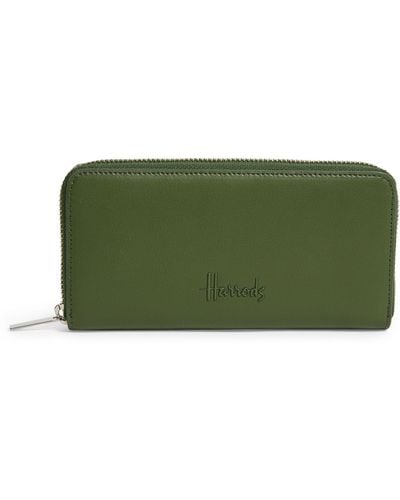 Harrods Leather Kensington Zip-around Wallet - Green