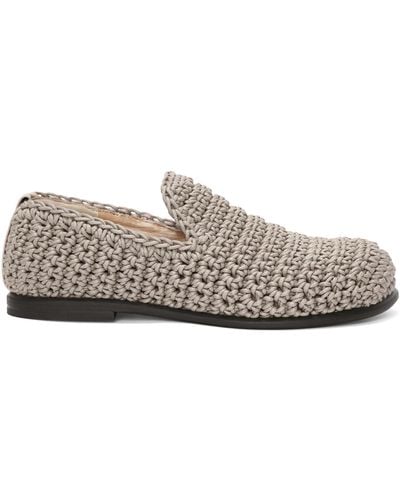 JW Anderson Crochet Moccasin Loafers - Grey