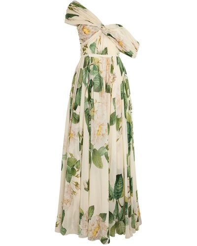 Giambattista Valli Silk Floral One-shoulder Gown - Metallic