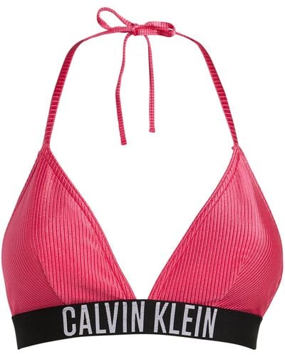 Calvin Klein Rib-knit Logo Bikini Top - Red