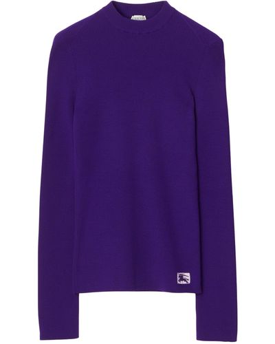 Burberry Wool-blend Ekd Sweater - Purple