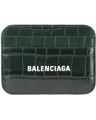 Balenciaga Croc-embossed Card Holder - Green