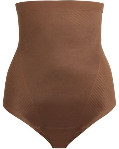 Spanx Invisible Shaping High-waist Thong - Brown