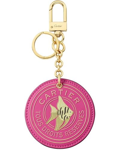 Cartier Leather Characters Medallion Keyring - Pink