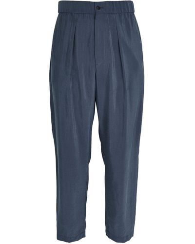 Giorgio Armani Silk-blend Tailored Trousers - Blue