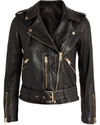 AllSaints Leather Balfern Biker Jacket - Black