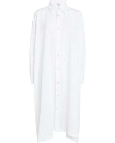 Eskandar Cotton Gingham A-line Shirt - White
